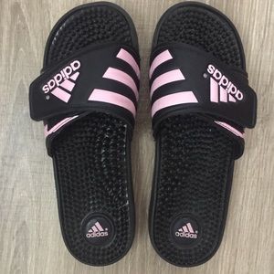 Pink Adidas slides
